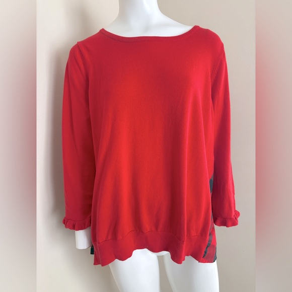 Crown & Ivy Red Plaid Layered Shirt Knit Sweater Christmas Cabin Style Size XL - Picture 2 of 7